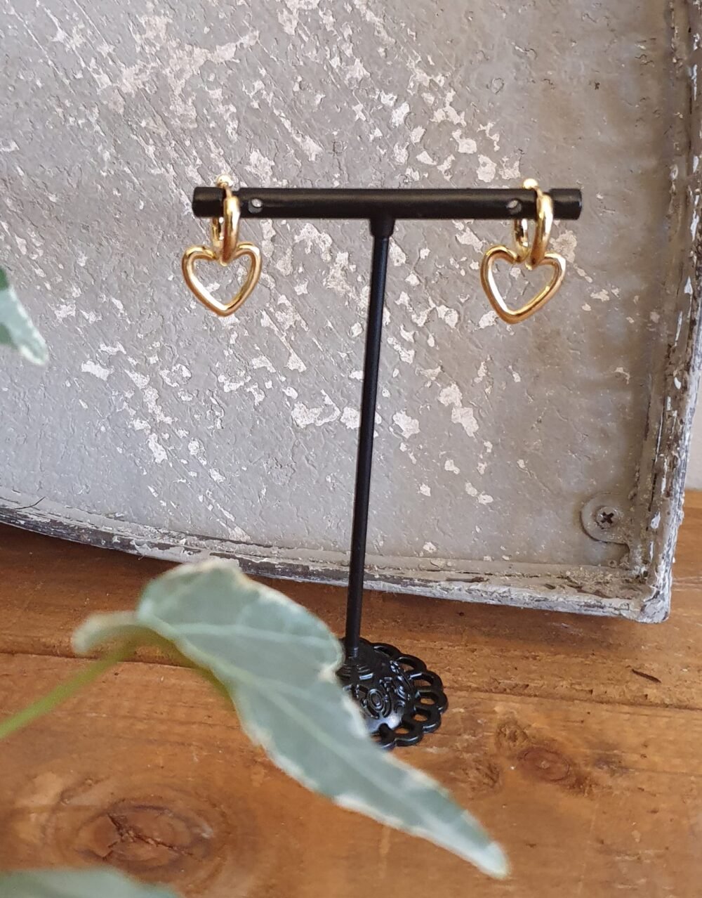 Gold Heart drop earing