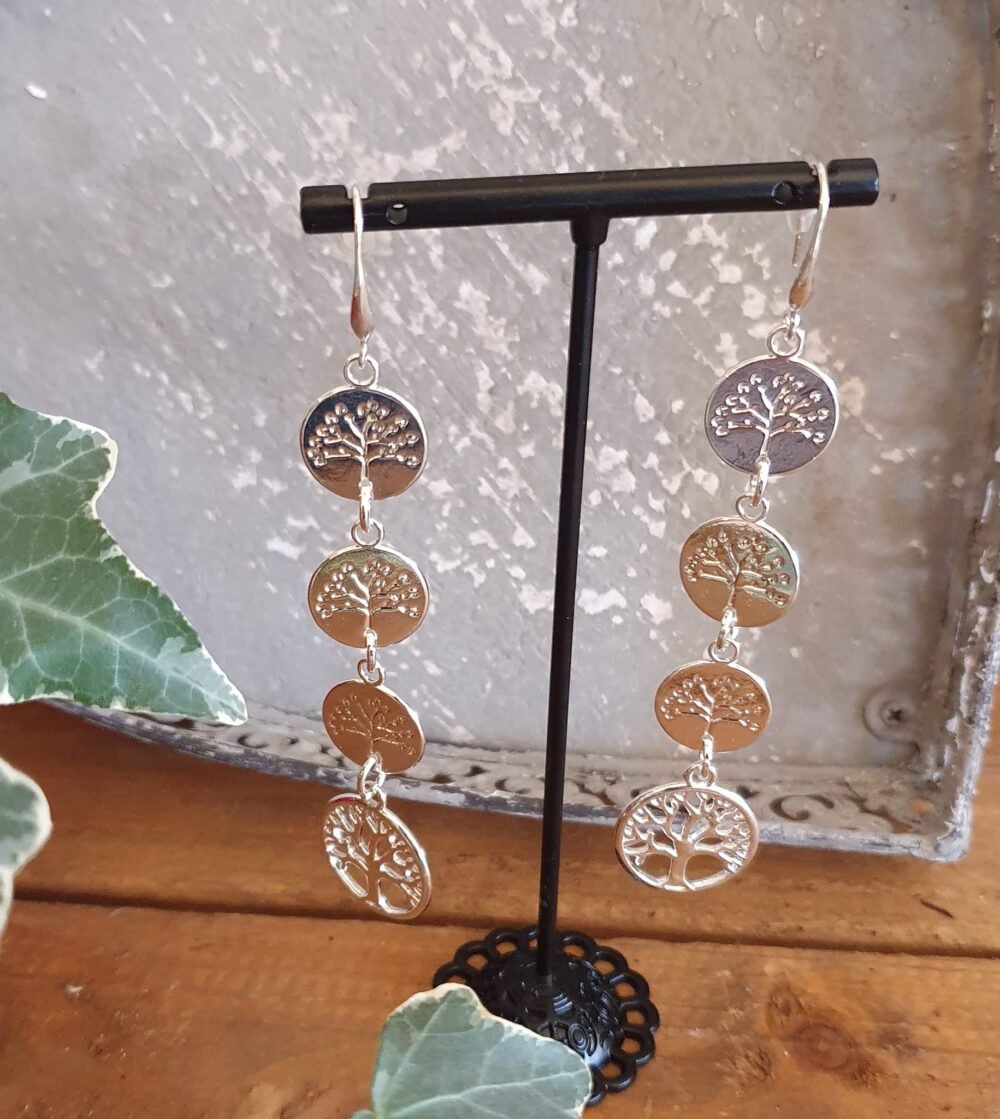 Silver Tree of Life drop earing