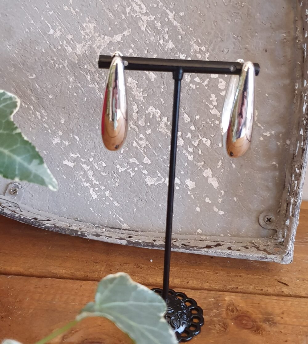 Chunky silver drop earings